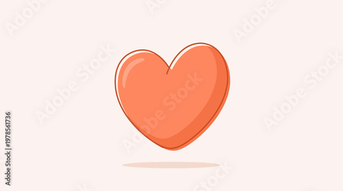 Cute orange cartoon heart on light pink background suitable for valentines day designs, greeting cards, and lovethemed projects.