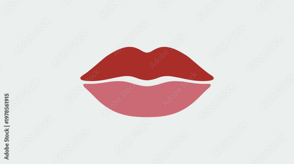 Αυτοκόλλητο Pair of luscious red lips, perfect for beauty, cosmetics, fashion, and romance concepts with a focus on sensuality and elegance
