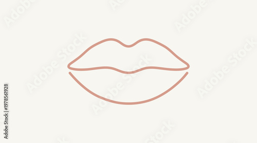Simple line drawing of pinkcolored lips. Ideal for beauty, cosmetics, fashion, and femininerelated designs, invitations, or products.