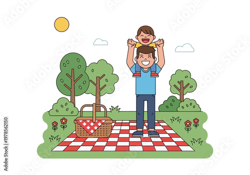 Father and son having fun outdoors.