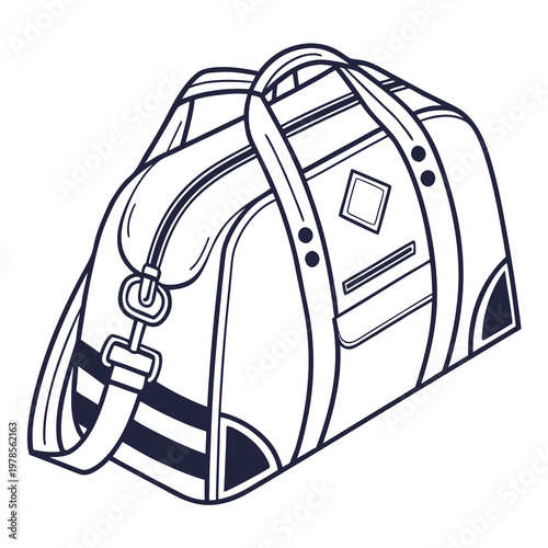 A minimalist illustration of a duffel bag with a sleek design and clean lines
