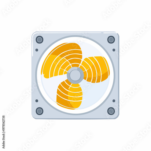 Computer fan cooler, CPU cooling, vector illustration, isolated