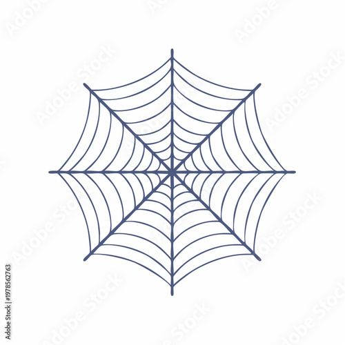 Simple Hand-Drawn Spider Web Isolated on White, Halloween Icon