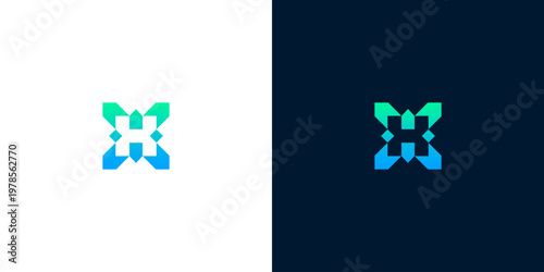 Modern abstract geometric logo design symbolizing innovation and technological advancement with a clean and sleek aesthetic