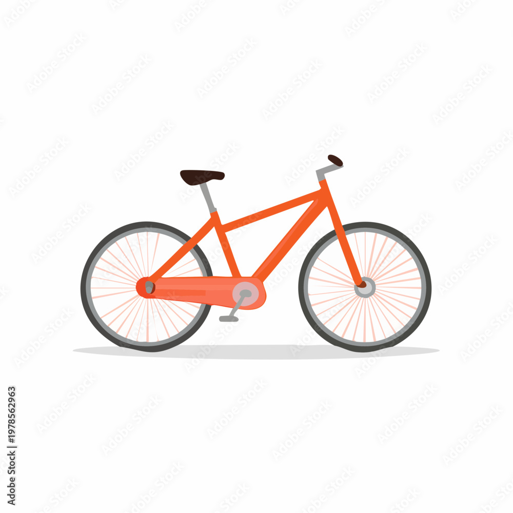 Fototapeta premium Red bicycle illustration isolated on white background, vector graphic.