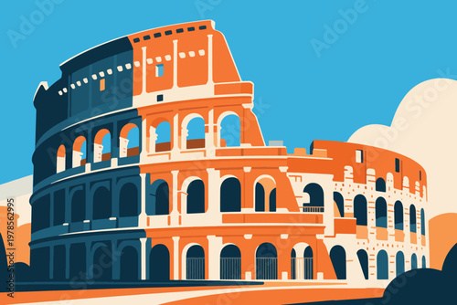 Colosseum Historic Building Illustration Creative Design Template 