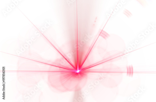 Stage red light, laser beams, spotlight shining down on center.