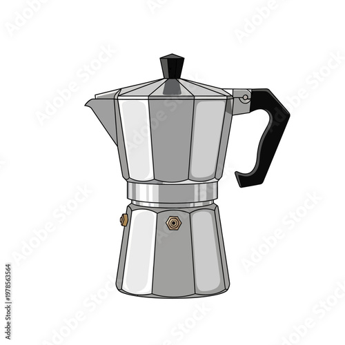 Classic stovetop moka pot for brewing strong italian coffee at home