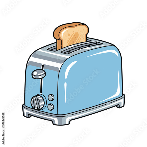 Classic blue toaster with two slots and control knobs