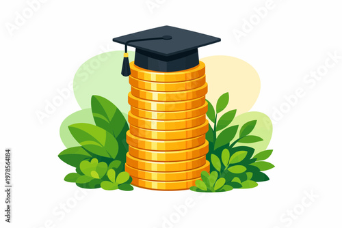 Education Savings and Scholarship Funding Concept with Gold Coins