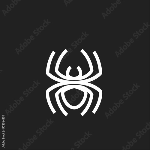 Minimalist Geometric Spider Logo Design on Black Background