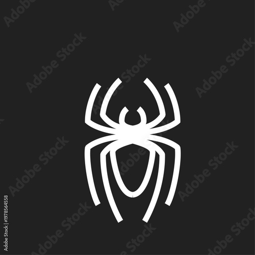 White Stylized Spider Logo Icon on Black Background