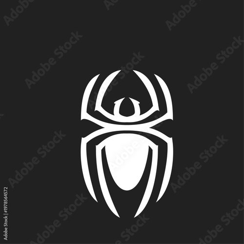 Abstract White Spider Logo Design on Black Background