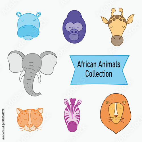 A collection of african animals cartoon