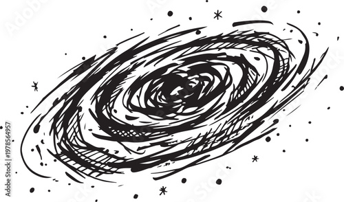 Abstract swirling galaxy illustration with celestial body with graphic resource