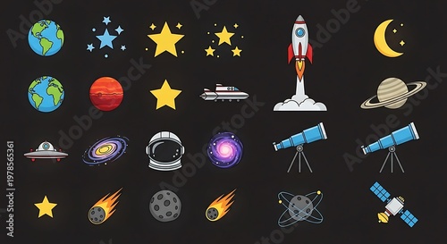 space rocket icons set vector illustration