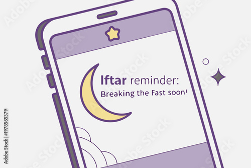 Ramadan Iftar Reminder Notification on Mobile Phone Screen.