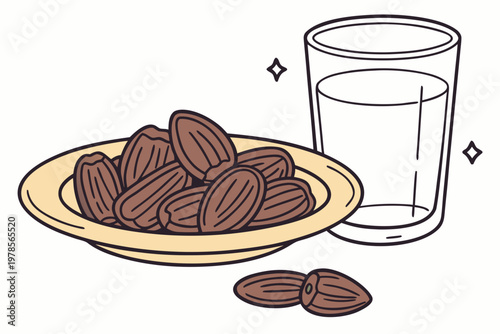 Sweet Dates and Refreshing Water for Healthy Eating.
