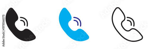 Phone Call Icons Set Communication Symbols Collection. communication, support, incoming outgoing calls and notifications.