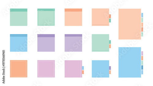 Colorful Pastel Note: A soft pastel color palette brings charm to square note designs, ready for your creative work and personalization.