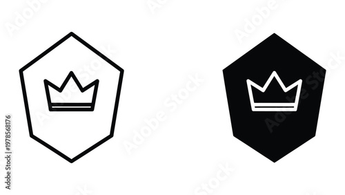 Contrast between angularjs and angular logos with crown symbols on hexagon backgrounds