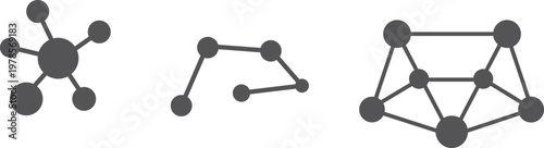 Three molecular structures illustrated in ball-and-stick model diagrams