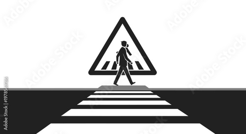 Pedestrian crossing traffic warning sign.
