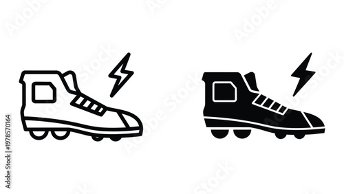 Comparison of traditional and modern high-speed trains with lightning speed symbols