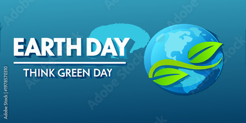 Earth day illustration with globe and leaves promoting environmental awareness