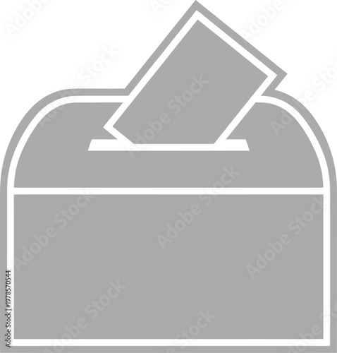 Gray vector graphic illustration of a ballot box with a paper being inserted
