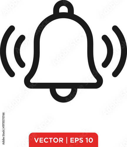 Vector graphic illustration of a ringing bell notification symbol
