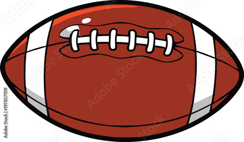 American Football Ball Vector Illustration with Laces and Stripes