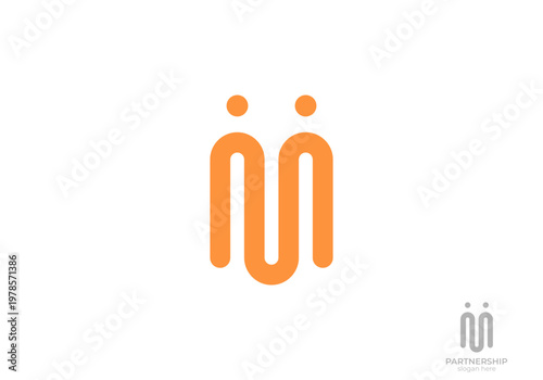 icon symbol M illustration of two people vector logo