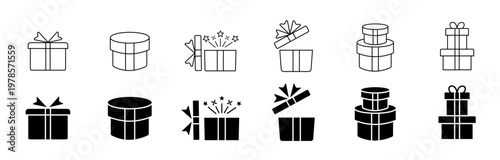 Gift Icon set. Present gift box icons set. Christmas and birthday gift icon illustration vector symbol .