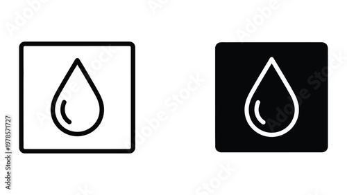 Contrast icons depicting water droplets in different background styles