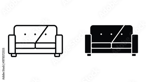 Contrast between light and dark colored modern sofas with diagonal stitching details