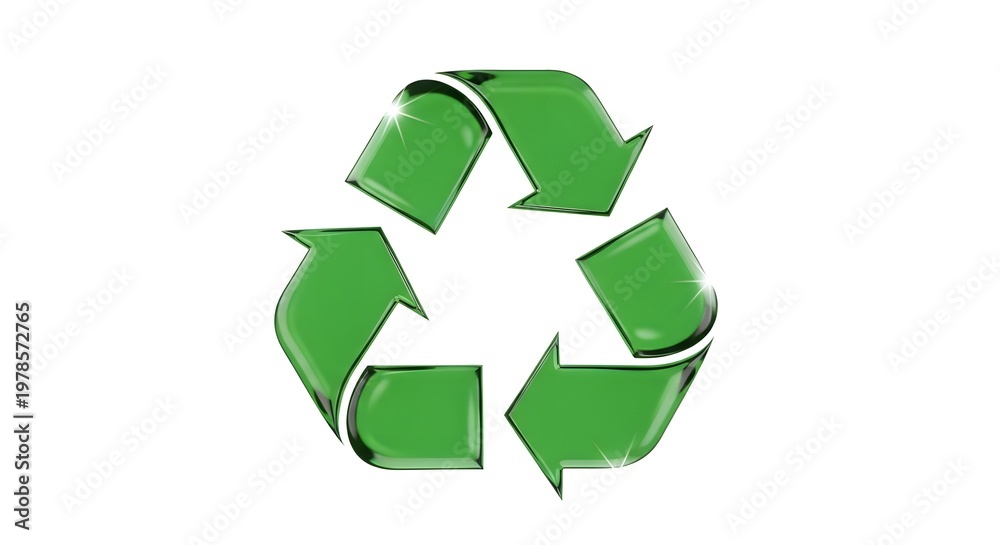 Obraz premium Green 3D Recycling Symbol with White Background