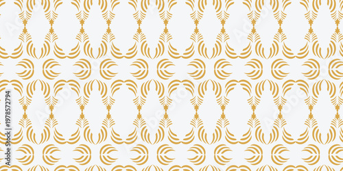 Elegant gold floral damask seamless pattern. Sophisticated geometric ornament for luxury branding, wedding invitations, premium packaging and textiles