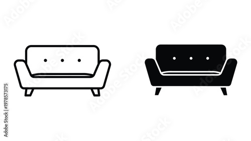 Comparison of a light-colored sofa and a dark-colored modern armchair