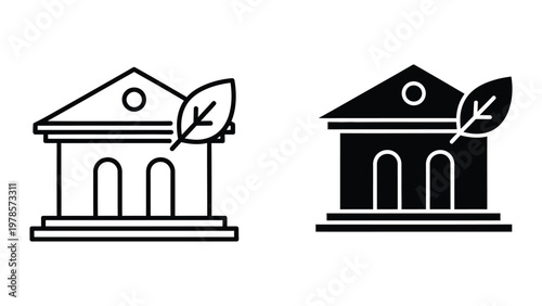 Contrast between traditional and modern architectural building icons