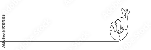 Continuous one line heart love hand korean finger icon care. Korean heart sign one line self valentine vector doodle symbol outline drawn art day drawing illustration print trend logo k gesture happy.