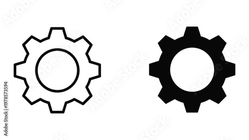 Contrast between a white and a black gear illustration