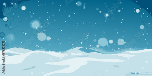 Underwater scene depicting bubbles rising from a snowy seabed