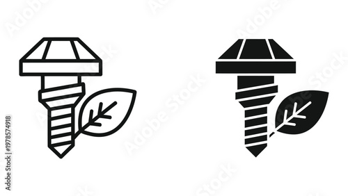 Contrast between a light and dark screw with leaf icons