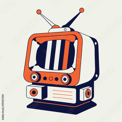 a retro vintage television with antenna