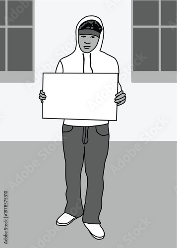 Protestor with blank sign