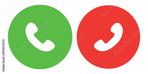 Answer and decline phone call buttons. Phone call. Telephone sign. Accept call and decline phone icons. vector