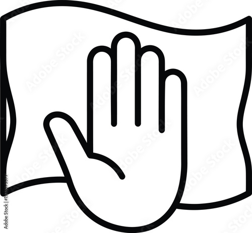 Vector graphic illustration of a hand waving goodbye or refusal