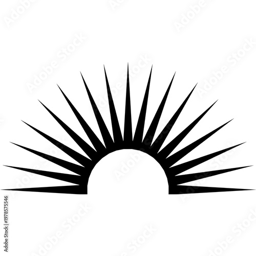 Photos Half Sunburst Rising Sun Rays Semicircle Burst, Sunrise Horizon Crown Radial Fan