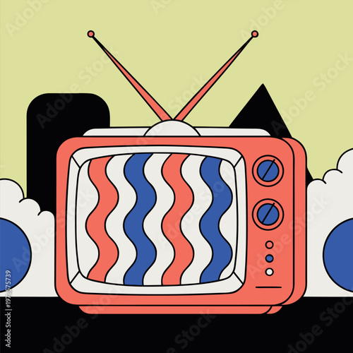a retro vintage television with antenna